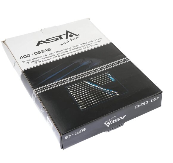 foam inlay steekringsleutel set 19 delig - 6 tot 24 mm - ringsteeksleutel - ringsleutels - steeksleutels - asta