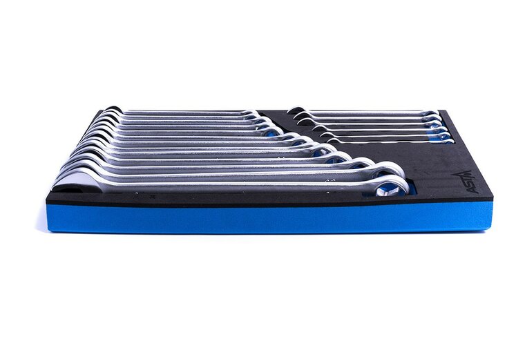 foam inlay steekringsleutel set 19 delig - 6 tot 24 mm - ringsteeksleutel - ringsleutels - steeksleutels - asta