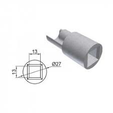 kederbuis - adapter onderstop opspanbuis - onderste adapter voor zeilspanningsprofiel fi27mm vierkant 