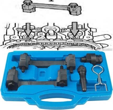 vw en audi&nbsp; 2.4 v6 -2.8 -3.0 - 3.2 - 4.2 v8 - 5.2 v10 fsi&nbsp;nokkenas borggereedschap - krukaspin - kettingspanner borgpen - dis