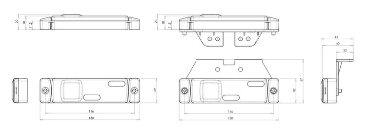 oranje neon led zijmarkeringslamp met houder - led contourlamp - led zijlamp - positielicht - was