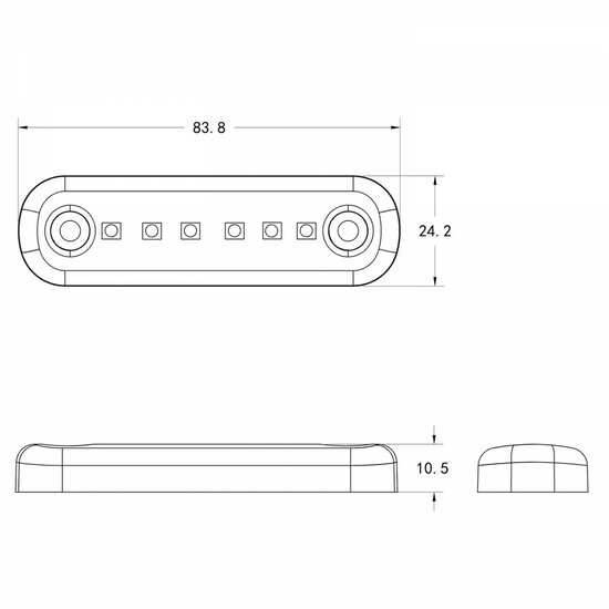led zijmarkeringslamp donker wit 6x led - contourlamp - zijlamp - markeringslamp