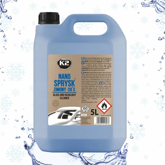 k2 nano ruitenwisser vloeistof 5 liter - koplamp reiniger -20&deg;C  - ruitenreiniger geparfumeerd