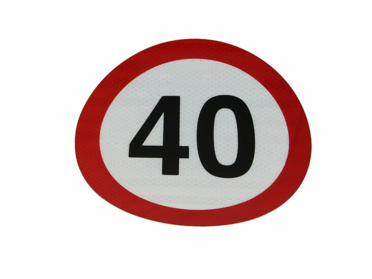 maximale snelheidssticker 40 km/h - snelheid sticker 200 mm - snelheidsbeperking sticker - klasse 2