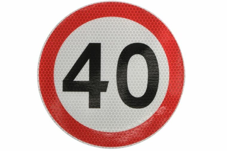 maximale snelheidssticker 40 km/h - snelheid sticker 200 mm - snelheidsbeperking sticker - klasse 2