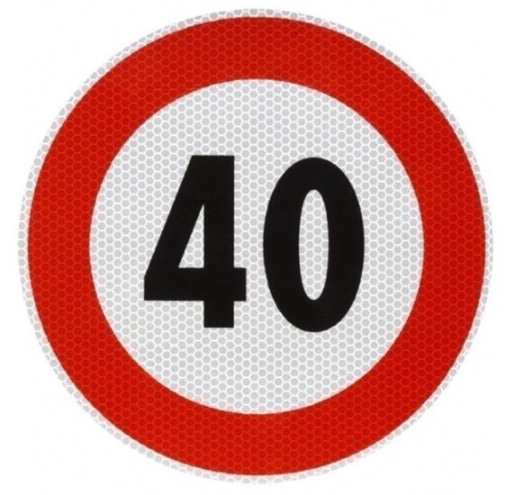 maximale snelheidssticker 40 km/h - snelheid sticker 200 mm - snelheidsbeperking sticker - klasse 2