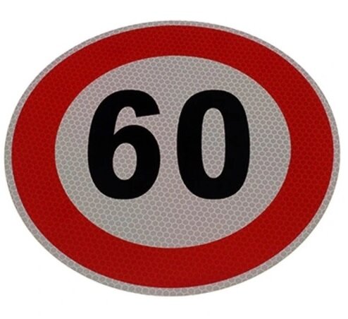 maximale snelheidssticker 60 km/h - snelheid sticker 200 mm - snelheidsbeperking sticker - klasse 1
