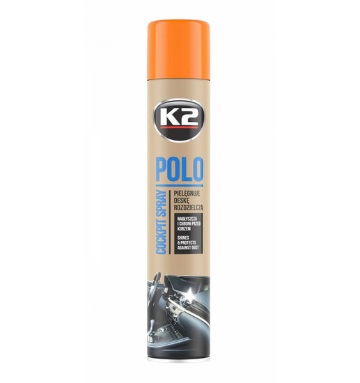 k2 polo cockpitspray perzik 750 ml - cockpit reiniger - cockpit geur - autogeur - interieurreiniger
