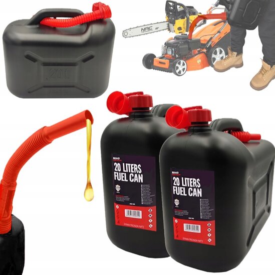 jerrycan 20 liter inhoud - flexibele tuit - brandstofkan - kunststof benzinekan - vloeistof kan - bremher