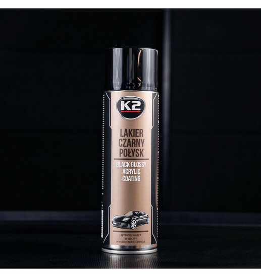 k2 zwarte acryllak glanzend 500ml - autolak - gloss acrylverf - spuitverf - autoverf