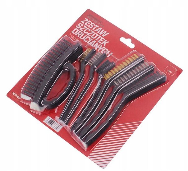 staalborstel set 7 delig - nylon - staal en messing borstels - handborstel&nbsp;- draadborstel - gmp