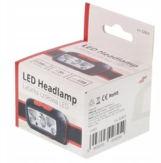 oplaadbare hoofdlamp - 150 lumen ledlamp - koplamp - bouwlamp - werklamp - amio