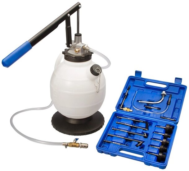 handmatige atf olievulpomp 6 liter -&nbsp;&nbsp;olievuller met adapter -&nbsp;olie vuller versnellingsbak -&nbsp;&nbsp;olietransmissie vullen - tra