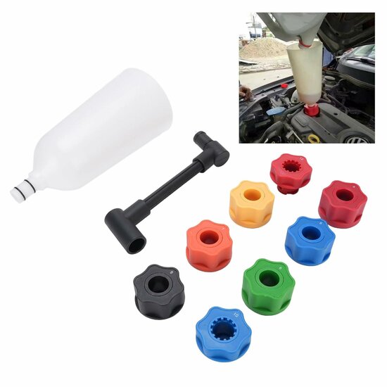 8 delig olietrechter met adapterset - trechter set in koffer - vloeistoftrechter - olie trechterset - olievuller&nbsp;