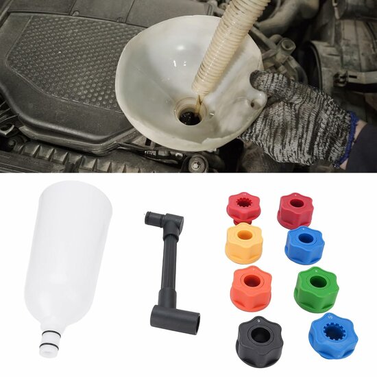 8 delig olietrechter met adapterset - trechter set in koffer - vloeistoftrechter - olie trechterset - olievuller&nbsp;