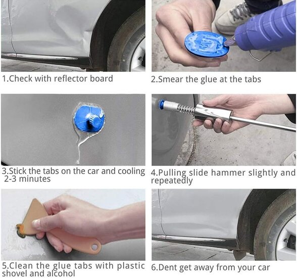 uitdeukset 19 delig - reparatieset uitdeuken - deuken trekker - deukverwijderingsgereedschap - uitdeuker - slagtrekker