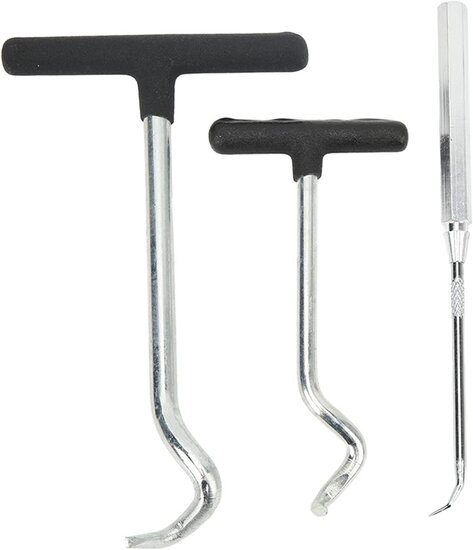 3 delig haken set&nbsp;recht en s vorm - o ringen verwijder set - afdichtring verwijderaar - Keerring trekker - haakset - precisie 
