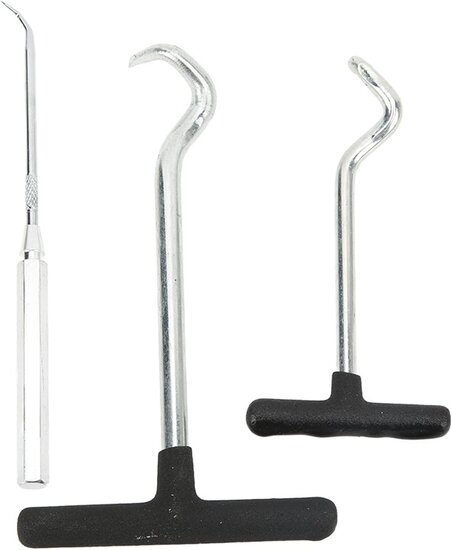 3 delig haken set&nbsp;recht en s vorm - o ringen verwijder set - afdichtring verwijderaar - Keerring trekker - haakset - precisie 