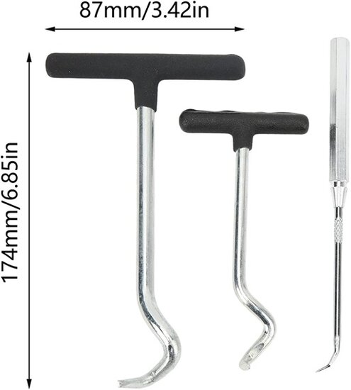 3 delig haken set&nbsp;recht en s vorm - o ringen verwijder set - afdichtring verwijderaar - Keerring trekker - haakset - precisie 