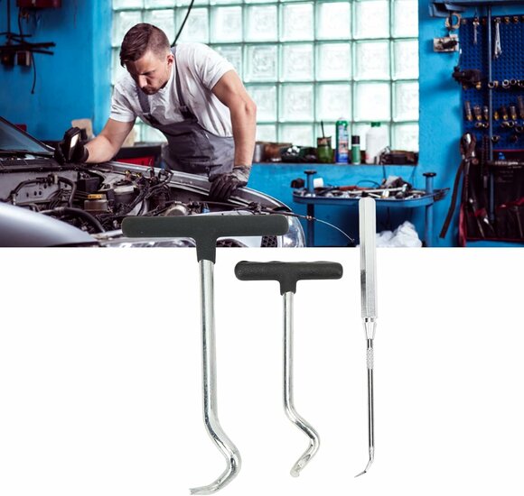 3 delig haken set&nbsp;recht en s vorm - o ringen verwijder set - afdichtring verwijderaar - Keerring trekker - haakset - precisie 