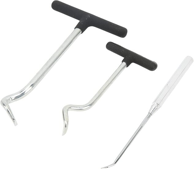 3 delig haken set&nbsp;recht en s vorm - o ringen verwijder set - afdichtring verwijderaar - Keerring trekker - haakset - precisie 