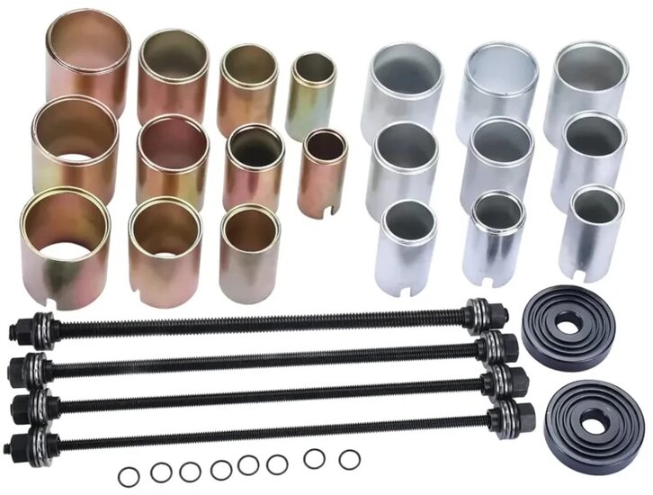 draagarm rubber (de)montage set - bus persset - kogellager pers - wiellager demontageset - keerring montage 