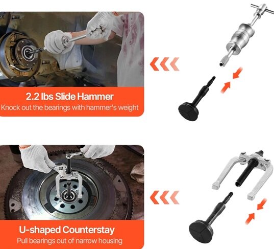 binnenlager trekker set - poelietrekker 16 delig - kogellagertrekker - lagertrekker - wiellager trekset