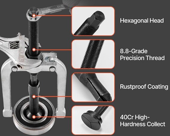 binnenlager trekker set - poelietrekker 16 delig - kogellagertrekker - lagertrekker - wiellager trekset