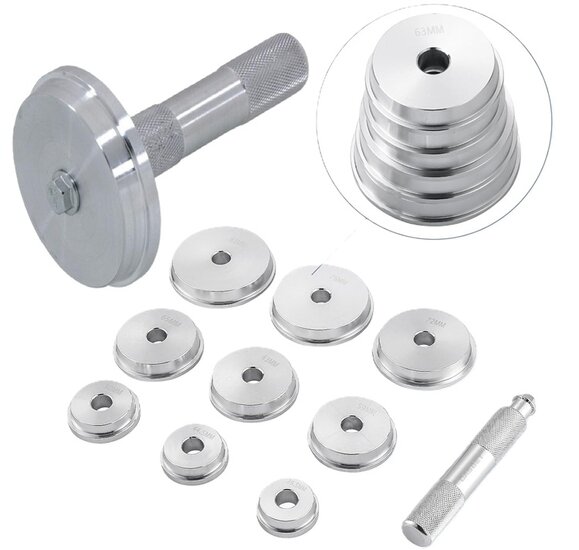 keerring montage set - 10 delig slagset lagers&nbsp;- lager montage set - wiellager pers en druk set - slagschijf - slagadapater&nbsp;