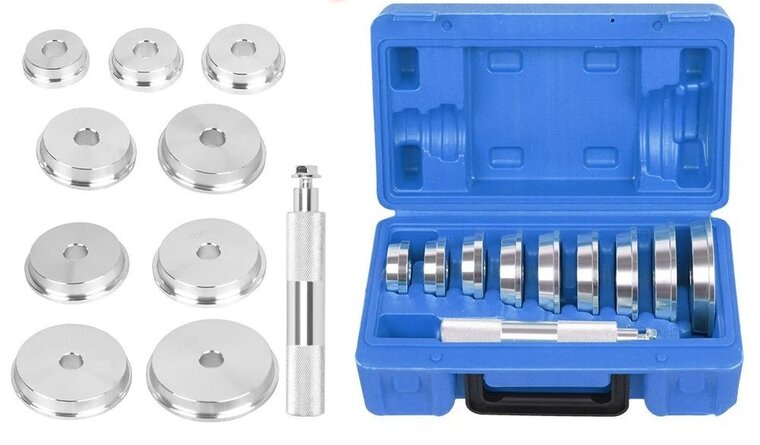 keerring montage set - 10 delig slagset lagers&nbsp;- lager montage set - wiellager pers en druk set - slagschijf - slagadapater&nbsp;