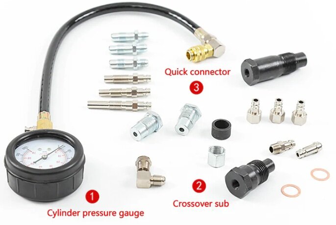 19 delige diesel compressiemeter - druk&nbsp;tester - compressie meter - drukmeter voor diesels