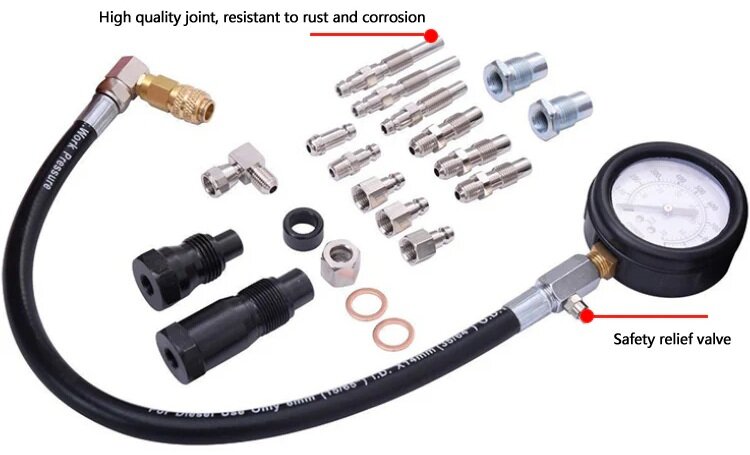 19 delige diesel compressiemeter - druk&nbsp;tester - compressie meter - drukmeter voor diesels