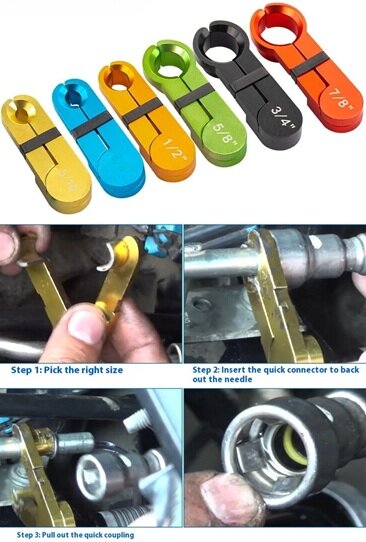 airco en brandstof leidingen demontage set - ontkoppel slangen set - brandstofleiding ontkoppeling - oliekoelerslangen 