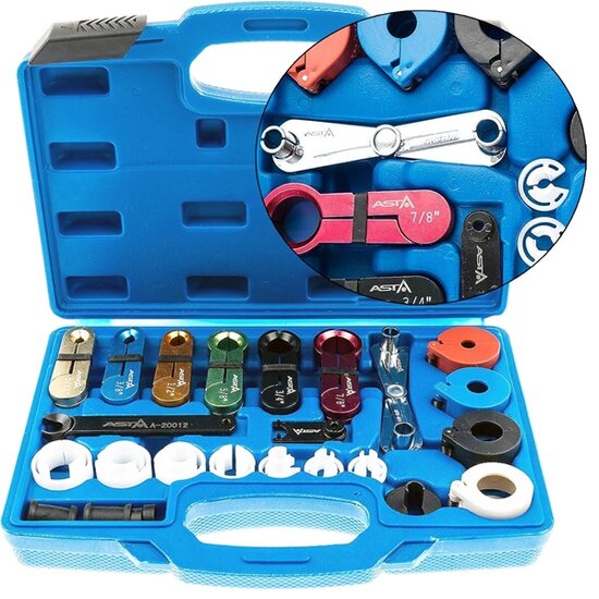 airco en brandstof leidingen demontage set - ontkoppel slangen set - brandstofleiding ontkoppeling - oliekoelerslangen 