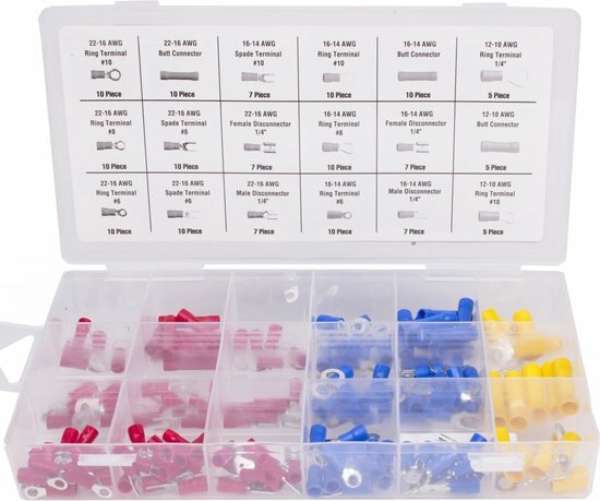 Kabelschoen set&nbsp;150 delig -&nbsp;kabelschoenen -&nbsp;krimpschoen -&nbsp;amp stekker