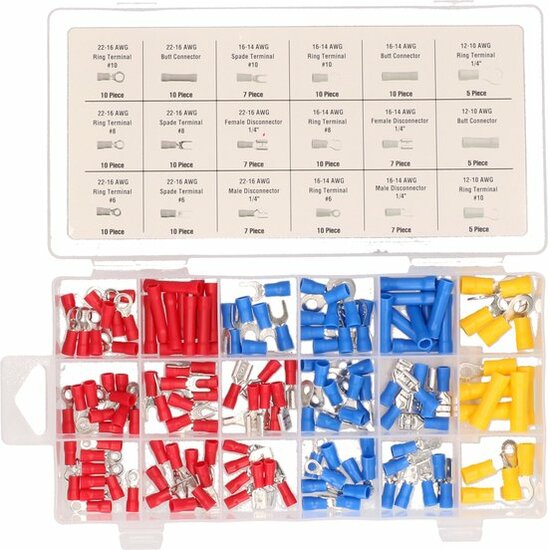 Kabelschoen set&nbsp;150 delig -&nbsp;kabelschoenen -&nbsp;krimpschoen -&nbsp;amp stekker