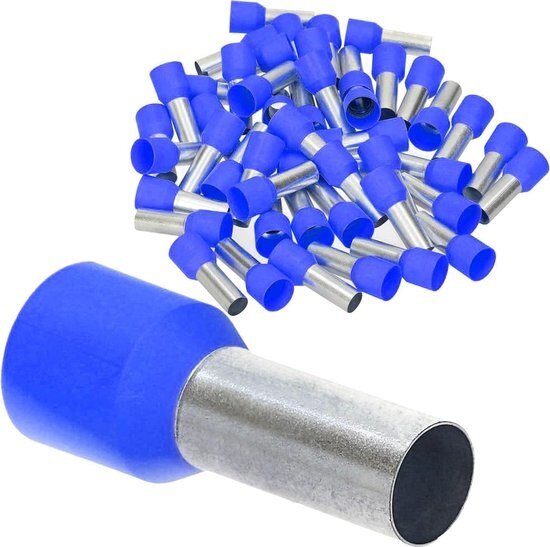 100 delig adereindhuls set - kabelschoen pen - blauw - 2.5mm&sup2; - kabelconnector - connector&nbsp;