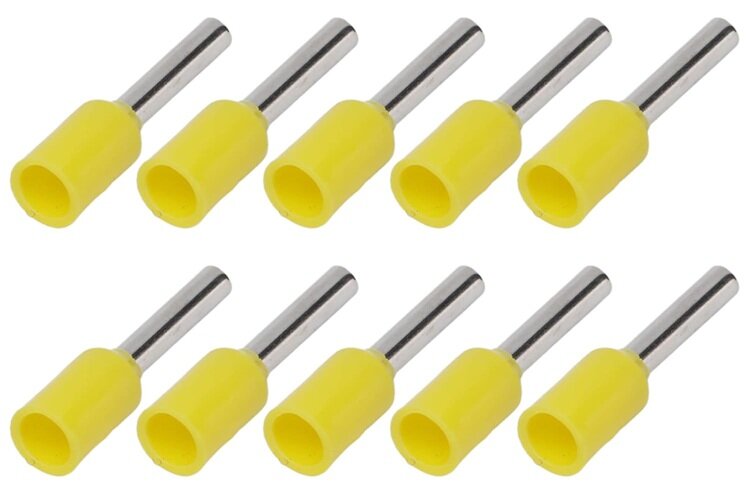 100 delig 6 mm adereindhuls geel - kabelschoen pen - adereind kabelschoenen - connector - connectoren