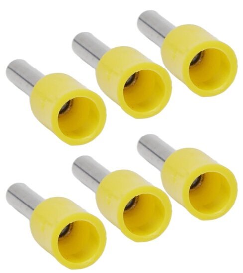 100 delig 6 mm adereindhuls geel - kabelschoen pen - adereind kabelschoenen - connector - connectoren