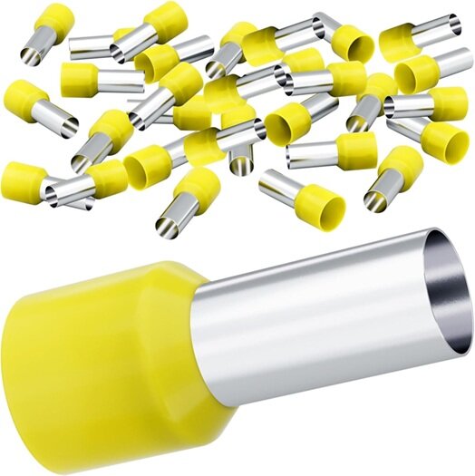 100 delig 6 mm adereindhuls geel - kabelschoen pen - adereind kabelschoenen - connector - connectoren