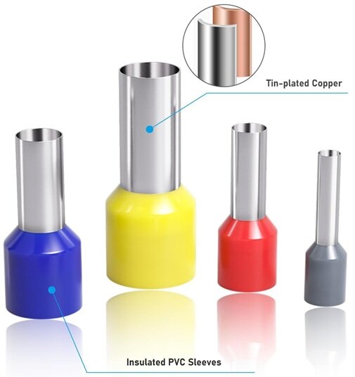 100 delig 6 mm adereindhuls geel - kabelschoen pen - adereind kabelschoenen - connector - connectoren