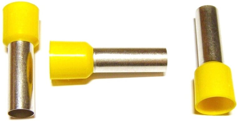 100 delig 6 mm adereindhuls geel - kabelschoen pen - adereind kabelschoenen - connector - connectoren