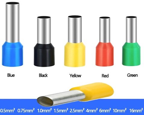 100 delig 6 mm adereindhuls geel - kabelschoen pen - adereind kabelschoenen - connector - connectoren