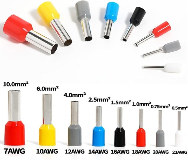100 delig 6 mm adereindhuls geel - kabelschoen pen - adereind kabelschoenen - connector - connectoren