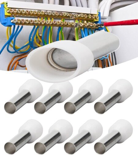 100 delig 0.5mm2 adereindhuls wit&nbsp;- kabelschoen pen - adereind hulzen - connectorpin - pennen