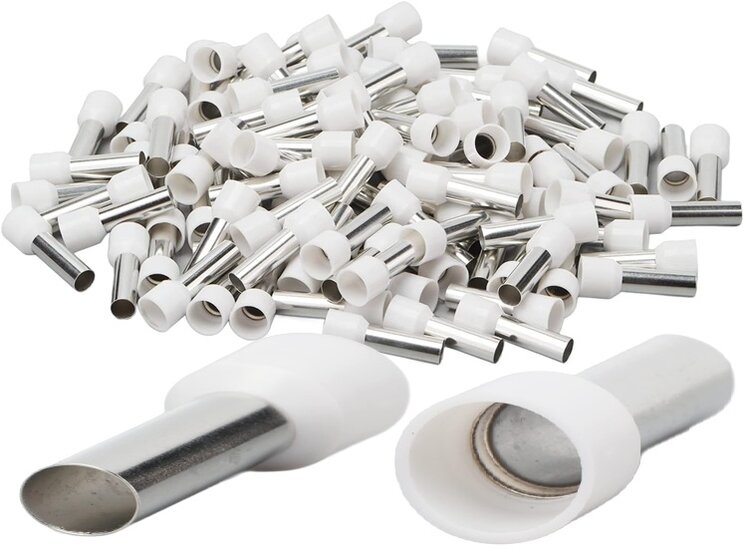 100 delig 0.5mm2 adereindhuls wit&nbsp;- kabelschoen pen - adereind hulzen - connectorpin - pennen