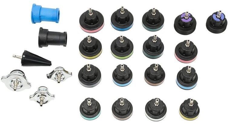 24 delige radiatortester - koelsyteem druktester - coolsysteem tester - vacuumtester - kacheltester - radiator tester