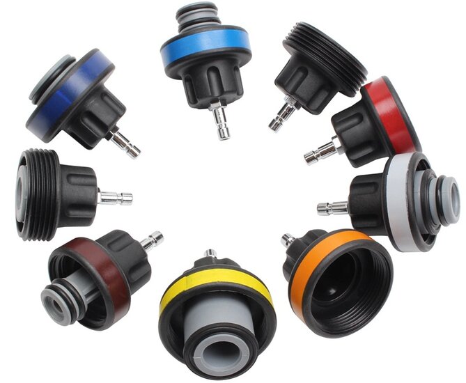 24 delige radiatortester - koelsyteem druktester - coolsysteem tester - vacuumtester - kacheltester - radiator tester