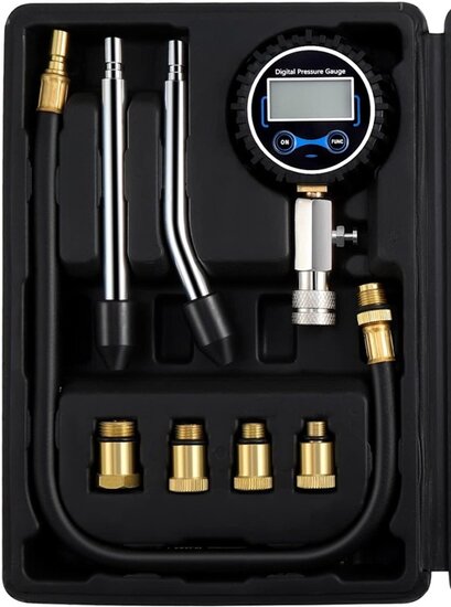 8 delig 0 tot 14 bar digitale benzine compressietester - compressiemeter - brandstofdrukmeter - druktester&nbsp;
