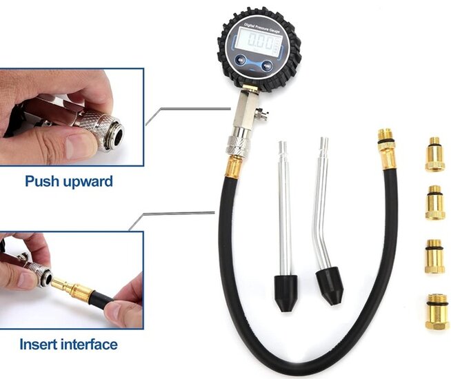 8 delig 0 tot 14 bar digitale benzine compressietester - compressiemeter - brandstofdrukmeter - druktester&nbsp;